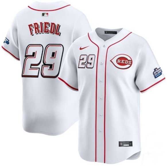 Mens Cincinnati Reds #29 TJ Friedl White 2025 Speedway Classic Home Limited Stitched Jersey Dzhi->cincinnati reds->MLB Jersey