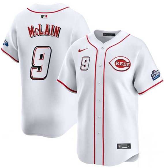 Mens Cincinnati Reds #9 Matt McLain White 2025 Speedway Classic Home Limited Stitched Jersey Dzhi->cincinnati reds->MLB Jersey