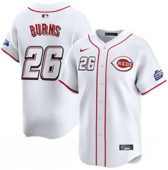 Mens Cincinnati Reds #26 Chase Burns White 2025 Speedway Classic Home Limited Stitched Jersey Dzhi->cincinnati reds->MLB Jersey