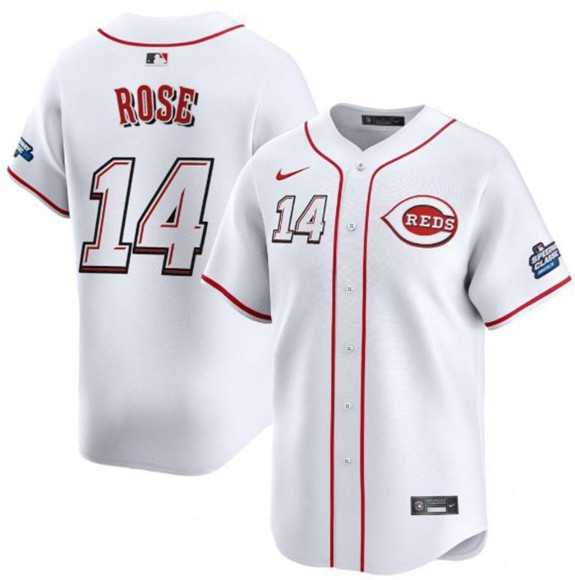 Mens Cincinnati Reds #14 Pete Rose White 2025 Speedway Classic Home Limited Stitched Jersey Dzhi->cincinnati reds->MLB Jersey