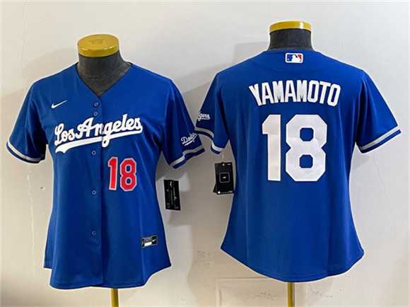 Womens Los Angeles Dodgers #18 Yoshinobu Yamamoto Royal Alternate Stadium Stitched Jersey->mlb womens jerseys->MLB Jersey