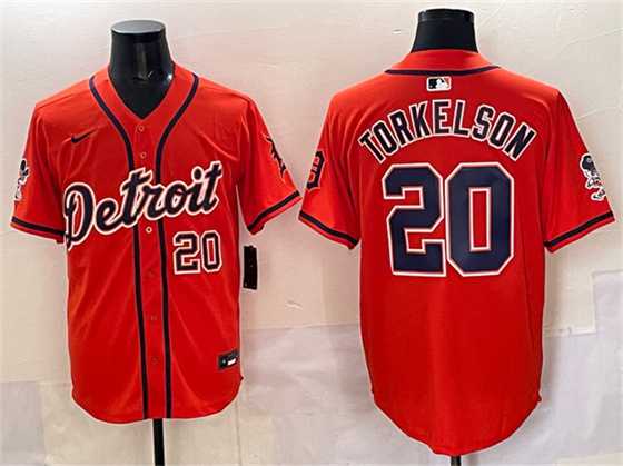 Men%27s Detroit Tigers #20 Spencer Torkelson Orange With Patch Vapor Premier Limited Stitched Jersey->detroit tigers->MLB Jersey