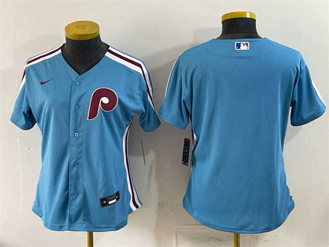 Womens Philadelphia Phillies Blank Blue Stitched Jersey->mlb womens jerseys->MLB Jersey