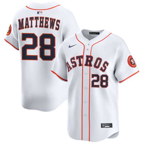 Men%27s Houston Astros #28 Brice Matthews White 2025 Home Limited Stitched Jersey Dzhi->kansas city royals->MLB Jersey