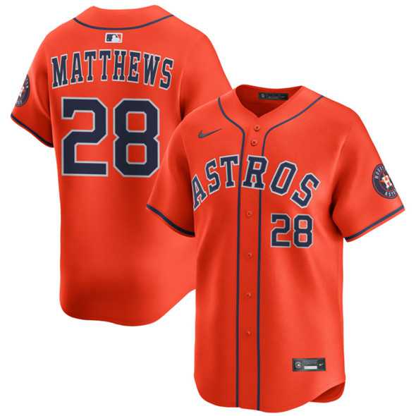 Men%27s Houston Astros #28 Brice Matthews Orange 2025 Alternate Limited Stitched Jersey Dzhi->kansas city royals->MLB Jersey