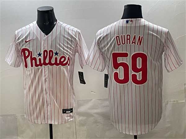 Men%27s Philadelphia Phillies #59 Jhoan Duran White Cool Base Stitched Jersey->milwaukee brewers->MLB Jersey