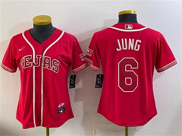 Womens Texas Rangers #6 Josh Jung Red 2026 City Connect Stadium Stitched Jersey->mlb womens jerseys->MLB Jersey