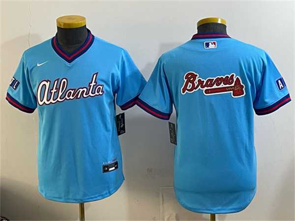 Youth Atlanta Braves Team Big Logo Powder Blue 2026 City Connect Stadium Stitched Jersey Dzhi->mlb womens jerseys->MLB Jersey
