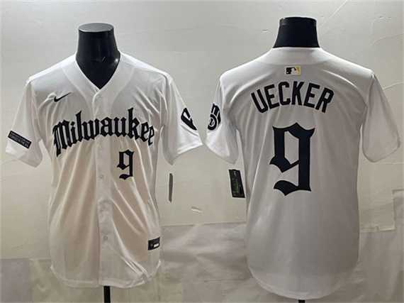 Men%27s Milwaukee Brewers #9 Bob Uecker White %27Gothic 414 Shadows Edition%27 Vapor Premier Limited Stitched Jersey->milwaukee brewers->MLB Jersey