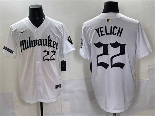 Men%27s Milwaukee Brewers #22 Christian Yelich White %27Gothic 414 Shadows Edition%27 Vapor Premier Limited Stitched Jersey->milwaukee brewers->MLB Jersey