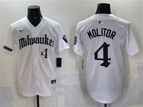 Men%27s Milwaukee Brewers #4 Paul Molitor White %27Gothic 414 Shadows Edition%27 Vapor Premier Limited Stitched Jersey->milwaukee brewers->MLB Jersey