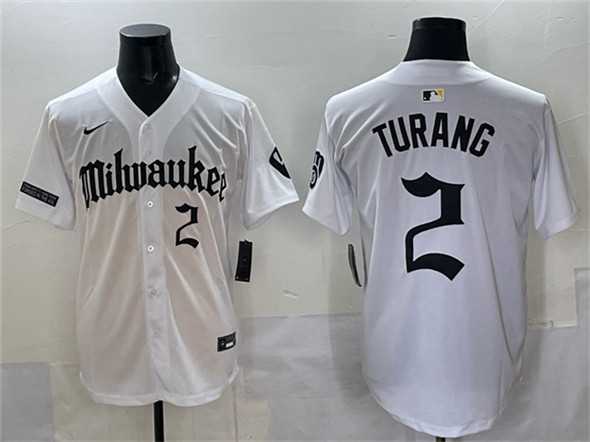 Men%27s Milwaukee Brewers #2 Brice Turang White %27Gothic 414 Shadows Edition%27 Vapor Premier Limited Stitched Jersey->milwaukee brewers->MLB Jersey