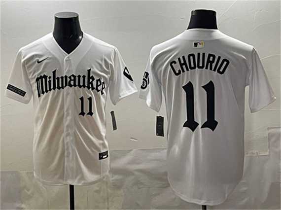 Men%27s Milwaukee Brewers #11 Jackson Chourio White %27Gothic 414 Shadows Edition%27 Vapor Premier Limited Stitched Jersey->milwaukee brewers->MLB Jersey