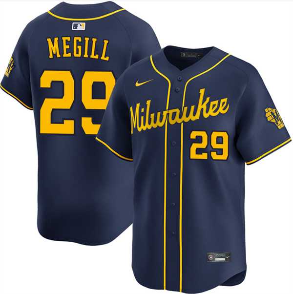 Men%27s Milwaukee Brewers #29 Trevor Megill Navy Alternate Limited Stitched Jersey Dzhi->milwaukee brewers->MLB Jersey