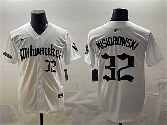 Men%27s Milwaukee Brewers #32 Jacob Misiorowski White %27Gothic 414 Shadows Edition%27 Vapor Premier Limited Stitched Jersey->milwaukee brewers->MLB Jersey