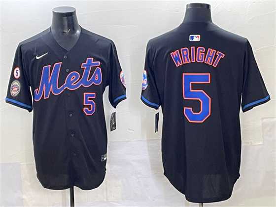 Men%27s New York Mets #5 David Wright Black With Patch Limited Stitched Jersey->milwaukee brewers->MLB Jersey