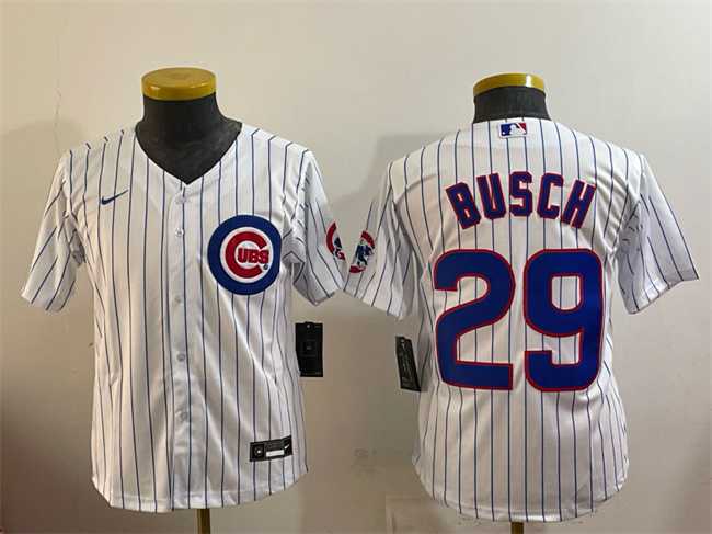 Youth Chicago Cubs #29 Michael Busch White Cool Base Stitched Jersey->mlb youth jerseys->MLB Jersey