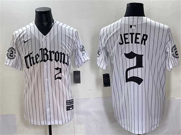 Men%27s New York Yankees #2 Derek Jeter White Pinstripe %27Gothic Legacy Edition%27 Vapor Premier Limited Stitched Jersey->new york mets->MLB Jersey