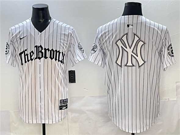 Men%27s New York Yankees Team Big Logo White Pinstripe %27Gothic Legacy Edition%27 Vapor Premier Limited Stitched Jersey->new york yankees->MLB Jersey