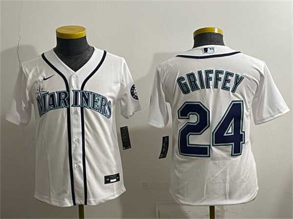 Youth Seattle Mariners #24 Ken Griffey Jr. White Cool Base Stitched Jersey->mlb youth jerseys->MLB Jersey