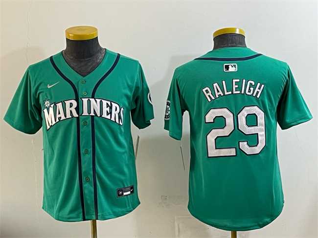 Youth Seattle Mariners #29 Cal Raleigh Aqua Alternate Limited Stitched Jersey->mlb youth jerseys->MLB Jersey