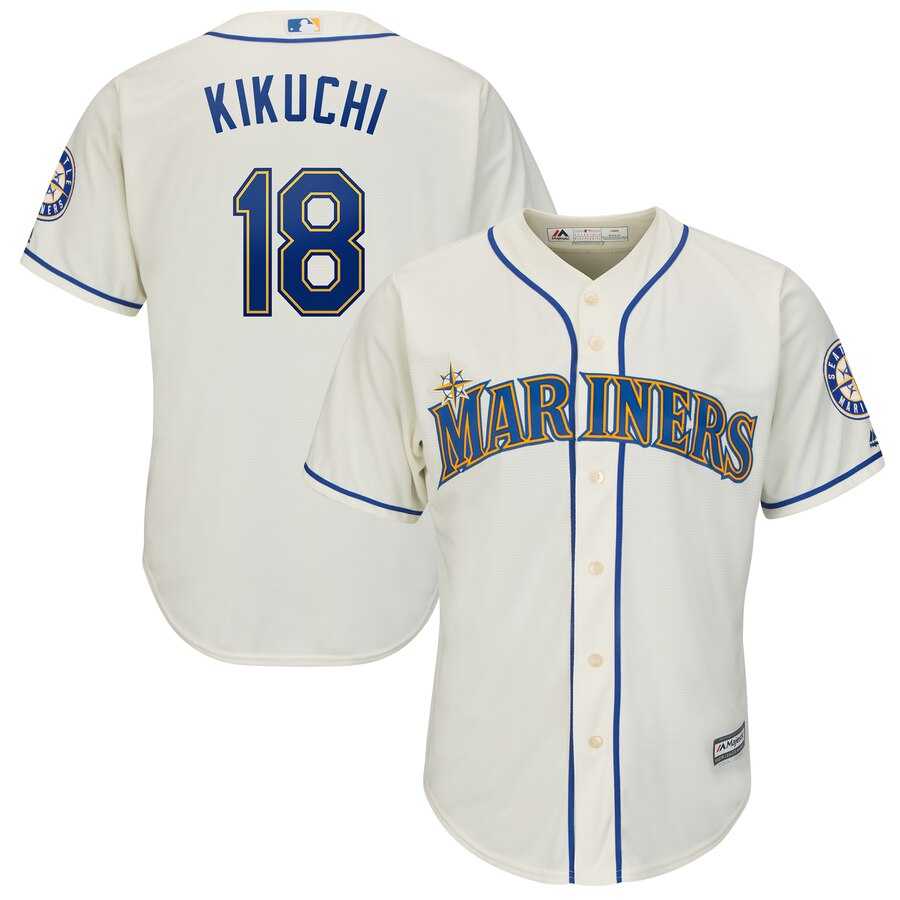 Men%27s Seattle Mariners 18 Yusei Kikuchi Cream Cool Base Jersey Dzhi->st.louis cardinals->MLB Jersey