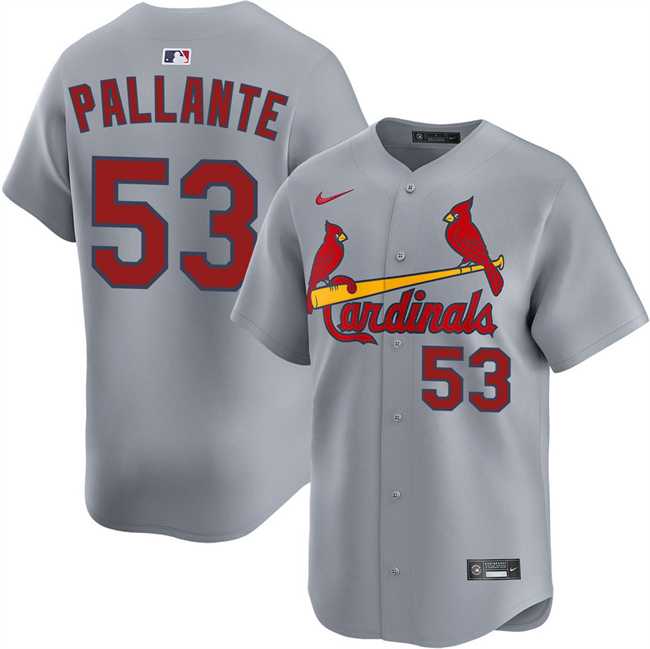 Mens St. Louis Cardinals #53 Andre Pallante Gray 2024 Away Limited Stitched Jersey Dzhi->st.louis cardinals->MLB Jersey