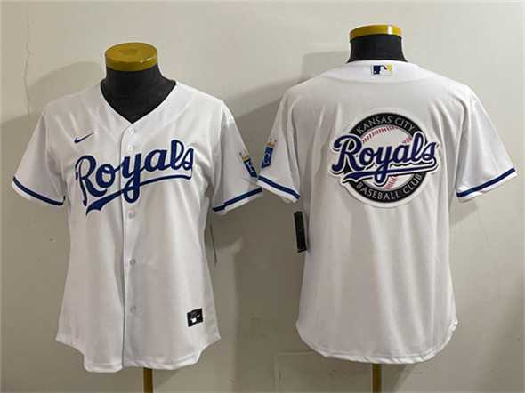 Womens Kansas City Royals Team Big Logo White Cool Base Stitched Jersey->mlb womens jerseys->MLB Jersey