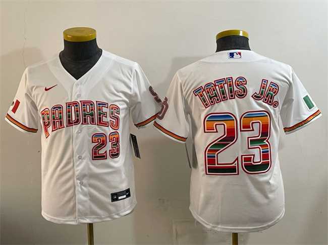 Youth San Diego Padres #23 Fernando Tatis Jr. White Mexico Cool Base Stitched Jersey->mlb youth jerseys->MLB Jersey