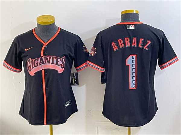 Youth San Francisco Giants #1 Luis Arraez Black 2026 Alternate Stadium Stitched Jersey Dzhi->mlb youth jerseys->MLB Jersey