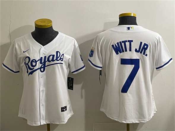 Youth Kansas City Royals #7 Bobby Witt Jr. White Cool Base Stitched Jersey->mlb youth jerseys->MLB Jersey