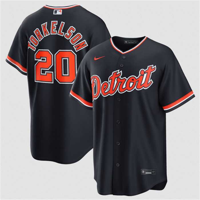 Men%27s Detroit Tigers #20 Spencer Torkelson Navy Alternate Stitched Jersey Dzhi->detroit tigers->MLB Jersey