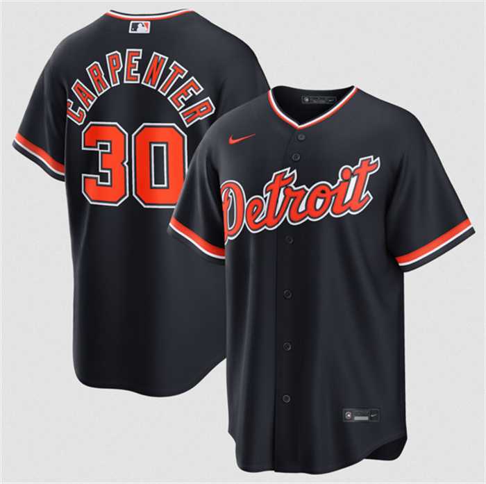 Men%27s Detroit Tigers #30 Kerry Carpenter Navy Alternate Stitched Jersey Dzhi->detroit tigers->MLB Jersey