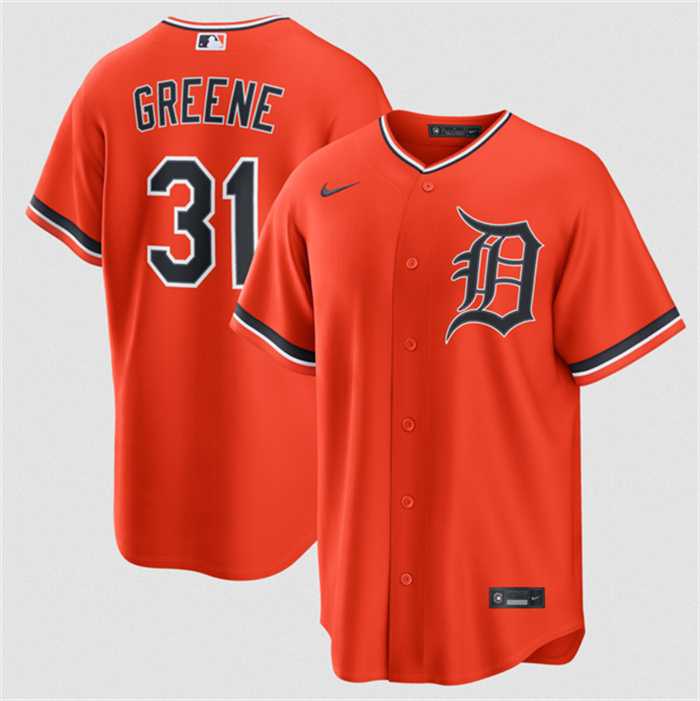 Men%27s Detroit Tigers #31 Riley Greene Orange Alternate Stitched Jersey Dzhi->detroit tigers->MLB Jersey