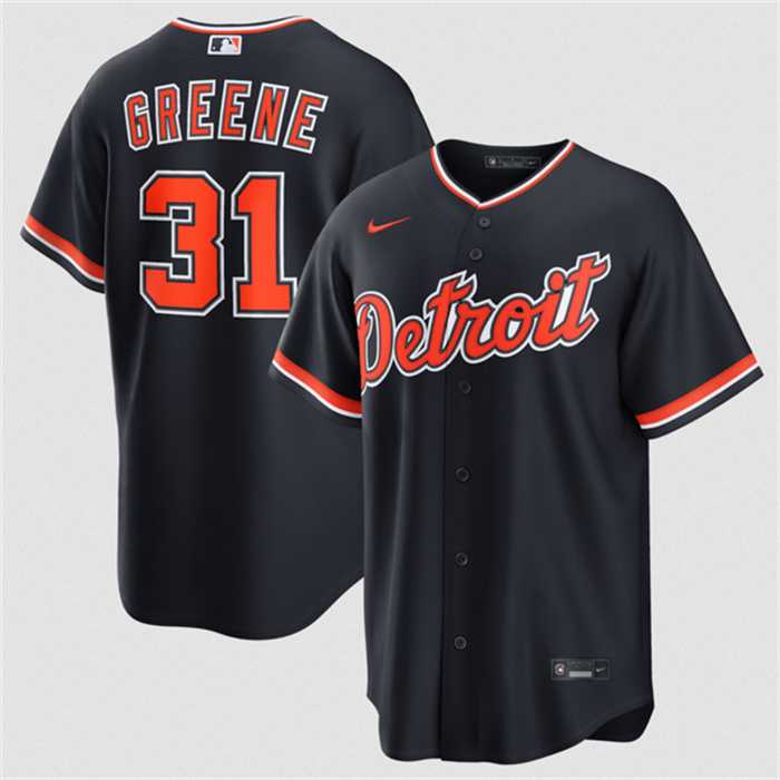 Men%27s Detroit Tigers #31 Riley Greene Navy Alternate Stitched Jersey Dzhi->detroit tigers->MLB Jersey