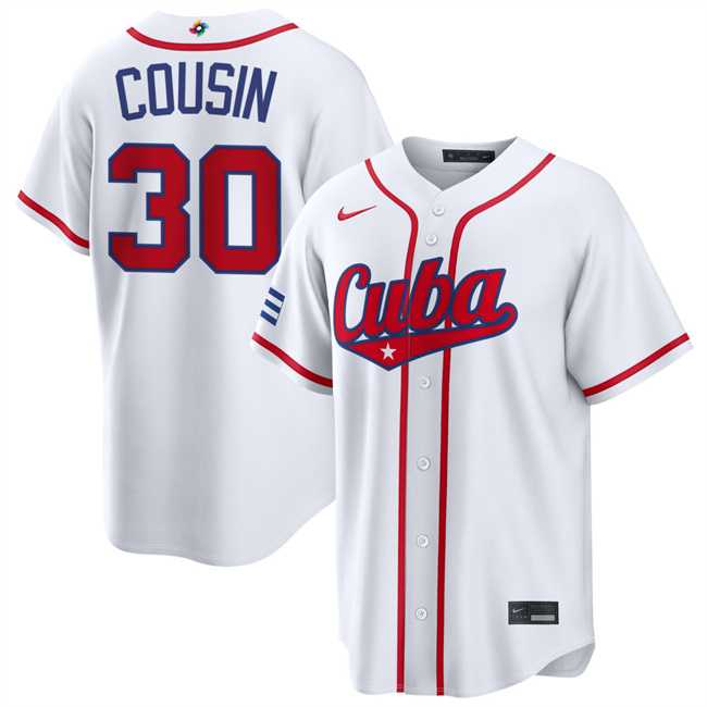 Mens Cuba Baseball #30 Josimar Cousin White 2026 World Baseball Classic Home Stadium Stitched Jersey->2026 world baseball classic->MLB Jersey