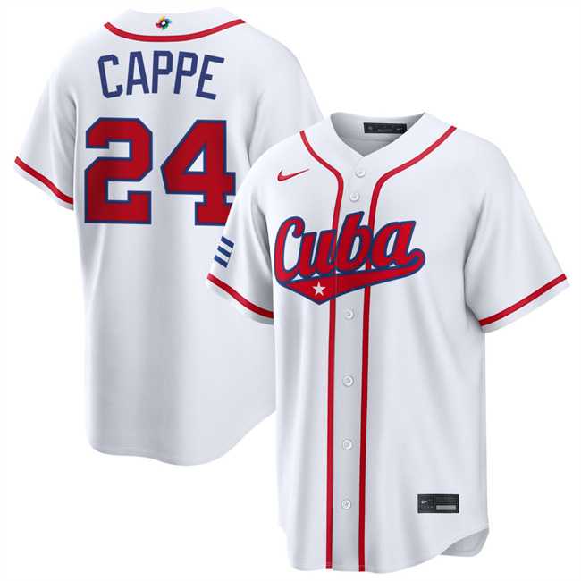 Mens Cuba Baseball #24 Yiddi Cappe White 2026 World Baseball Classic Home Stadium Stitched Jersey->2026 world baseball classic->MLB Jersey
