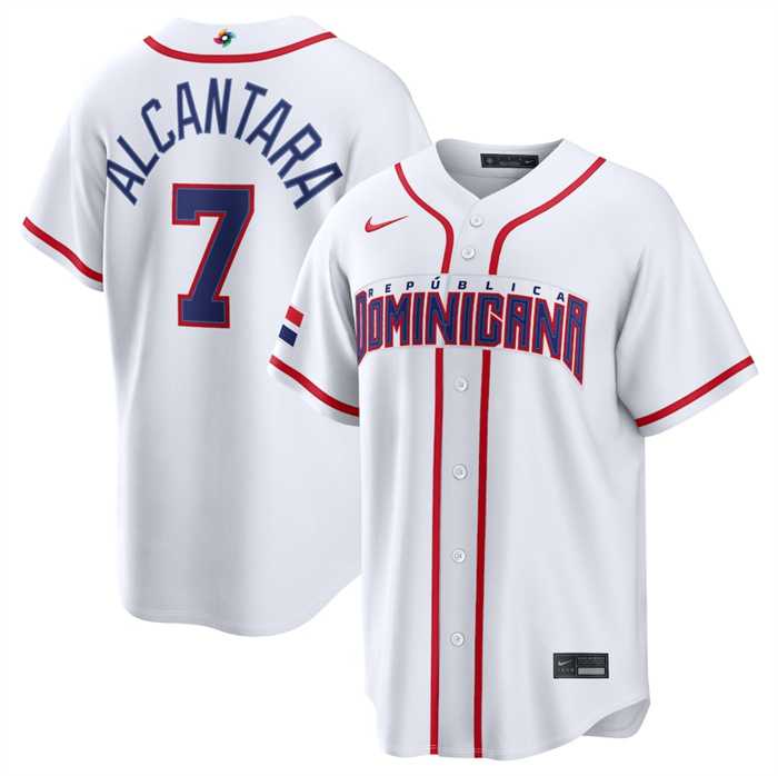 Mens Dominican Republic Baseball #7 Sandy Alcantara White 2026 World Baseball Classic Home Stadium Stitched Jersey->2026 world baseball classic->MLB Jersey