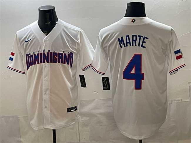 Mens Dominican Republic Baseball #4 Ketel Marte White 2026 World Baseball Classic Home Stadium Stitched Jerseys->2026 world baseball classic->MLB Jersey