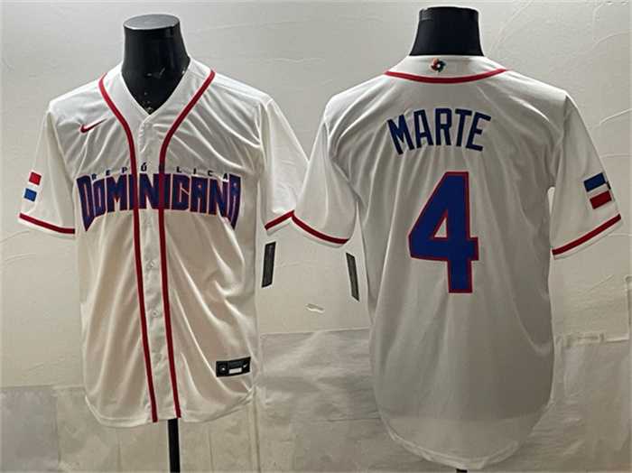 Mens Dominican Republic Baseball #4 Ketel Marte White 2026 World Baseball Classic Home Stadium Stitched Jersey->2026 world baseball classic->MLB Jersey