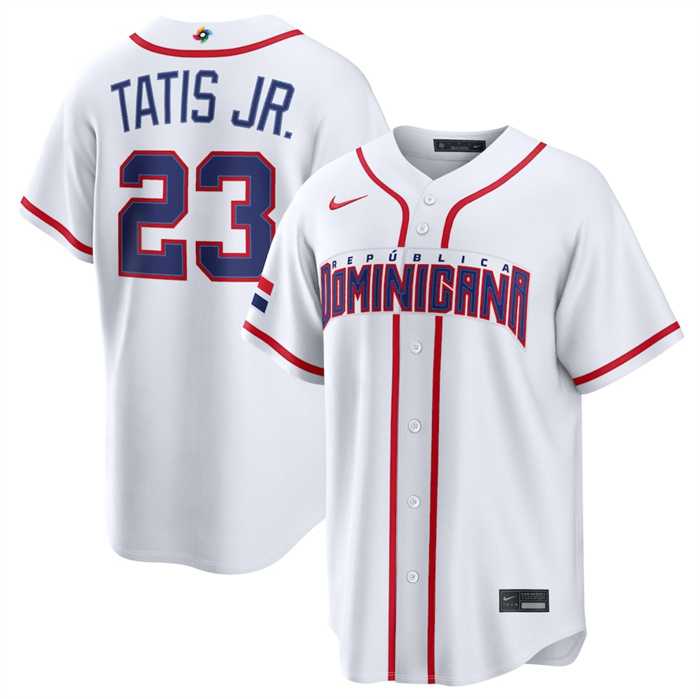 Mens Dominican Republic Baseball #23 Fernando Tatis Jr. White 2026 World Baseball Classic Home Stadium Stitched Jersey->2026 world baseball classic->MLB Jersey