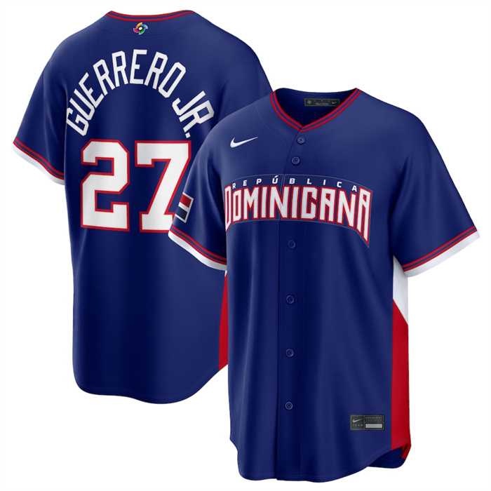 Mens Dominican Republic Baseball #27 Vladimir Guerrero Jr. Navy 2026 World Baseball Classic Road Stadium Stitched Jersey->2026 world baseball classic->MLB Jersey