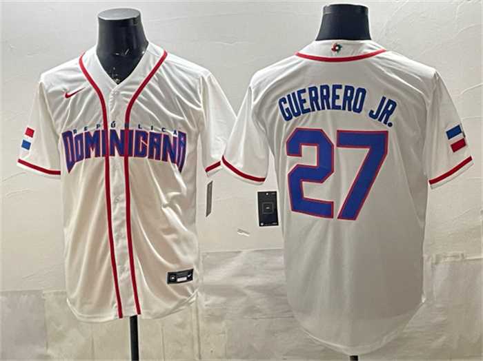 Mens Dominican Republic Baseball #27 Vladimir Guerrero Jr. White 2026 World Baseball Classic Home Stadium Stitched Jersey->2026 world baseball classic->MLB Jersey