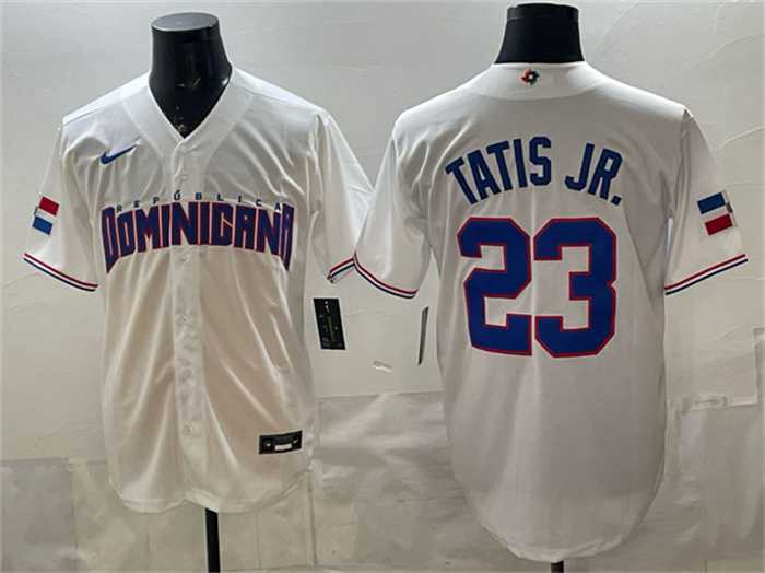 Mens Dominican Republic Baseball #23 Fernando Tatis Jr. White World Baseball Classic Stitched Jersey->2026 world baseball classic->MLB Jersey
