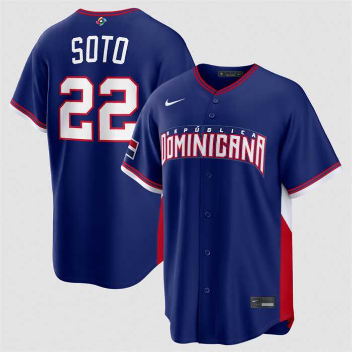 Mens Dominican Republic Baseball #22 Juan Soto Navy 2026 World Baseball Classic Road Stadium Stitched Jersey->2026 world baseball classic->MLB Jersey