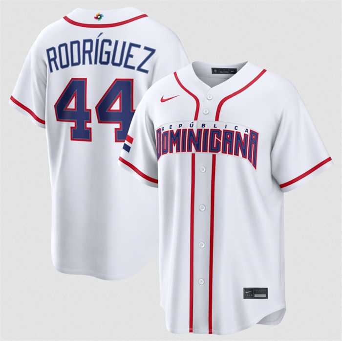 Mens Dominican Republic Baseball #44 Julio Rodriguez White 2026 World Baseball Classic Home Stadium Stitched Jersey->2026 world baseball classic->MLB Jersey