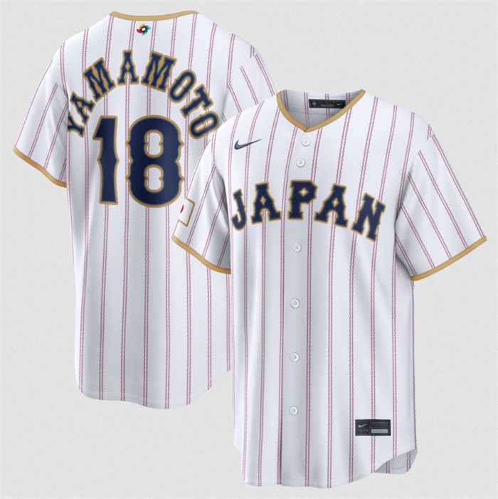 Mens Japan Baseball #18 Yoshinobu Yamamoto White 2026 World Baseball Classic Home Stadium Stitched Jersey->2026 world baseball classic->MLB Jersey