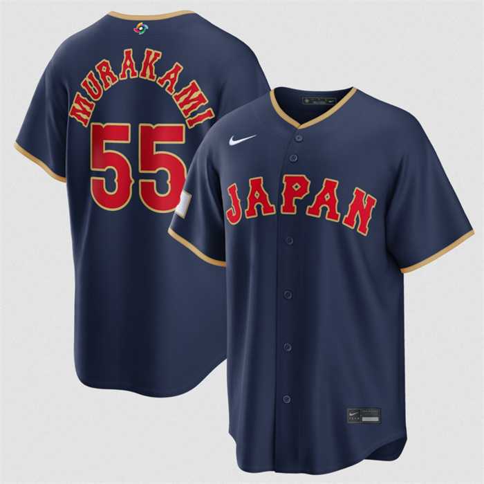 Mens Japan Baseball #55 Munetaka Murakami Navy 2026 World Baseball Classic Road Stadium Stitched Jersey->2026 world baseball classic->MLB Jersey