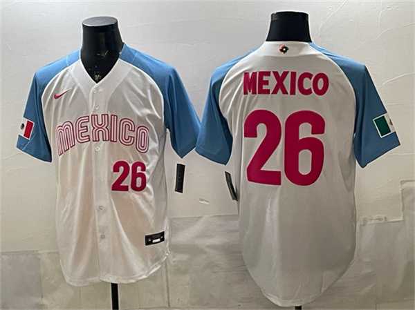Mens Mexico Baseball #26 Mexico White 2026 World Baseball Classic Home Stadium Stitched Jersey->2026 world baseball classic->MLB Jersey