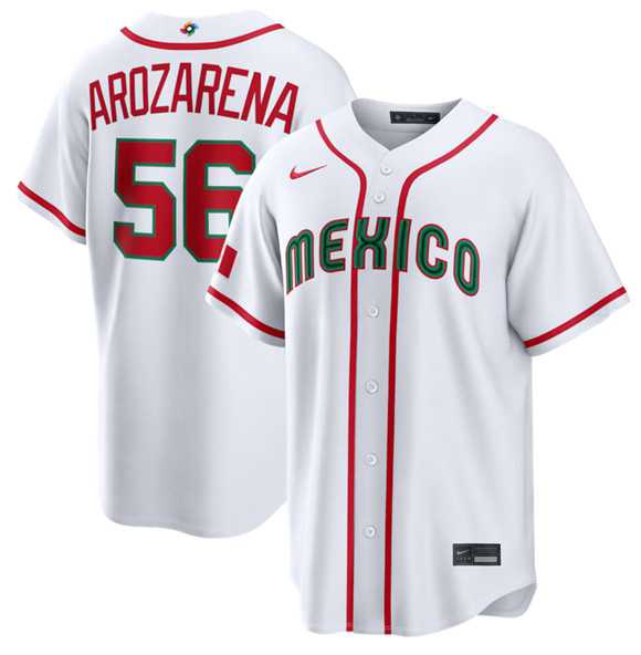 Mens Mexico Baseball #56 Randy Arozarena White 2026 World Baseball Classic Home Stadium Stitched Jersey->2026 world baseball classic->MLB Jersey